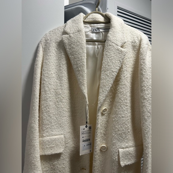 Zara STRAIGHT CUT WOOL BLEND COAT. Ecru. - Picture 11 of 13